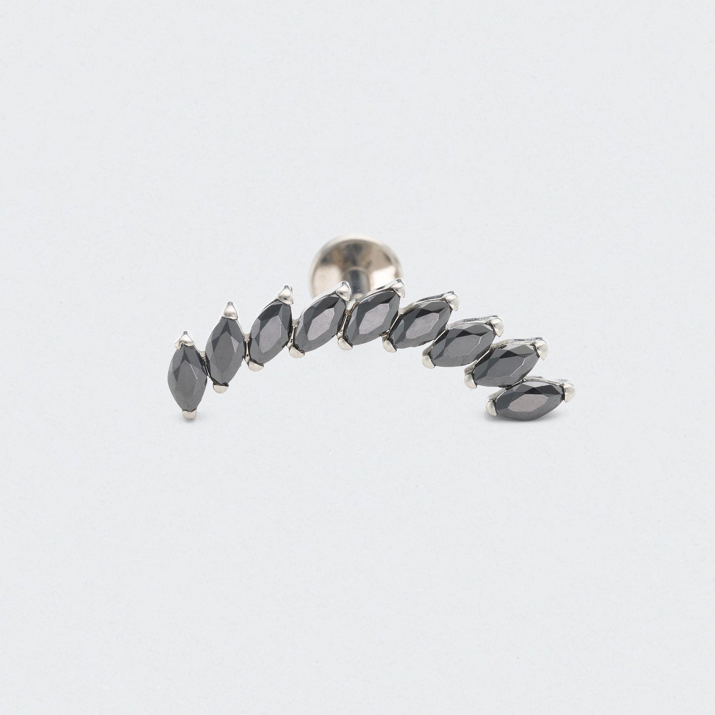9 Marquise Black CZ Labret in Silver - Titanium