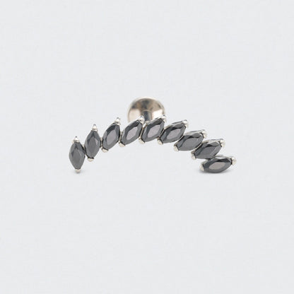 9 Marquise Black CZ Labret in Silver - Titanium