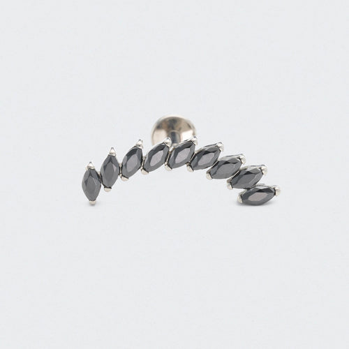 9 Marquise Black CZ Labret in Silver - Titanium