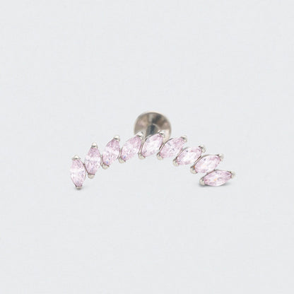 9 Marquise Pink CZ Labret in Silver - Titanium