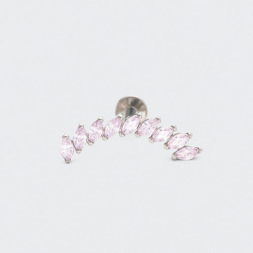 9 Marquise Pink CZ Labret in Silver - Titanium