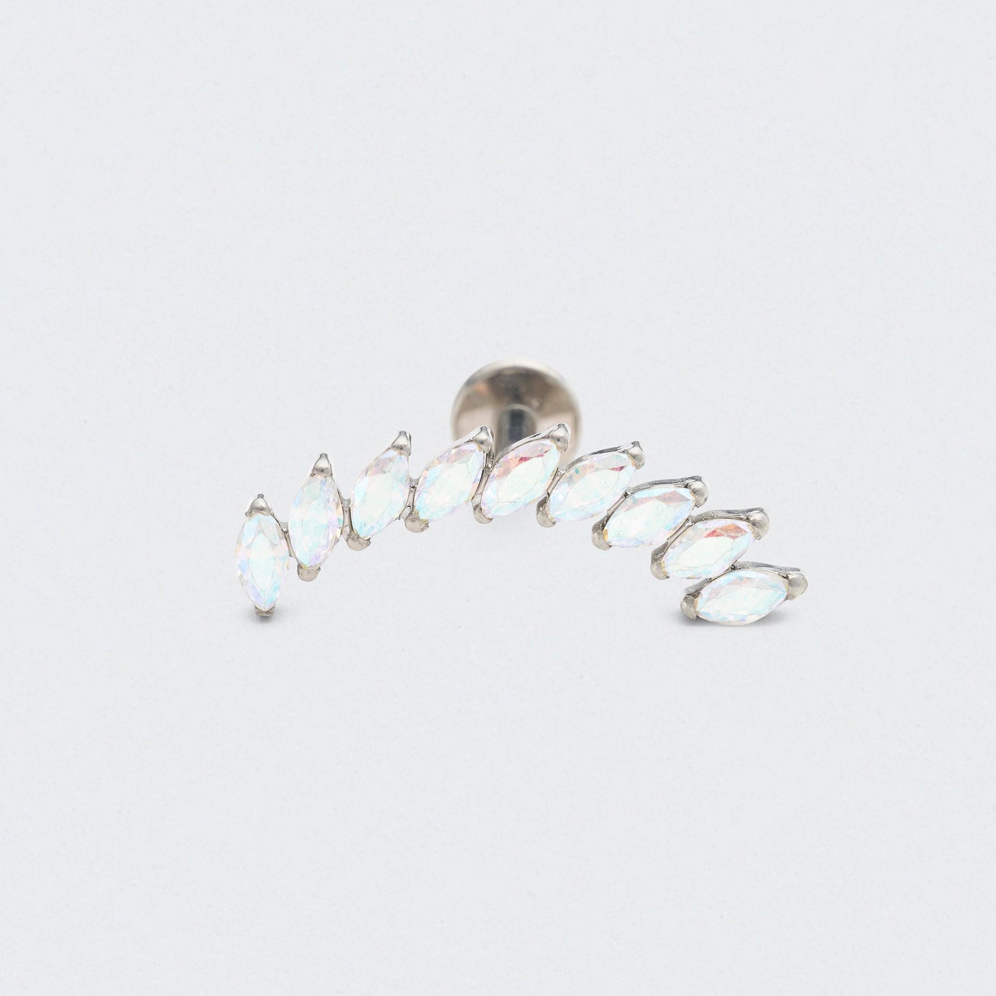 9 Marquise Aurora CZ Front Facing Labret in Silver - Titanium