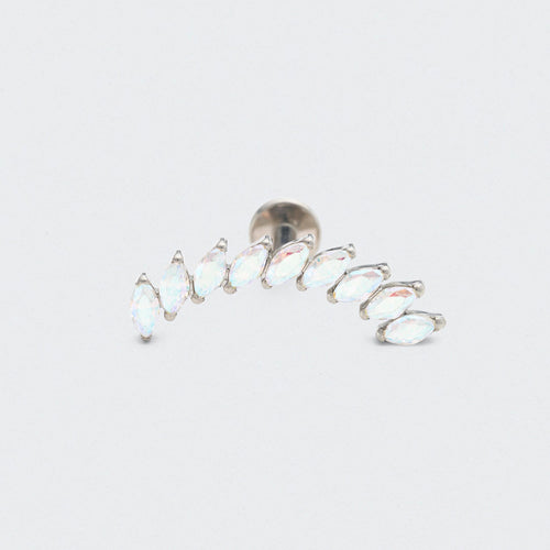 9 Marquise Aurora CZ Front Facing Labret in Silver - Titanium