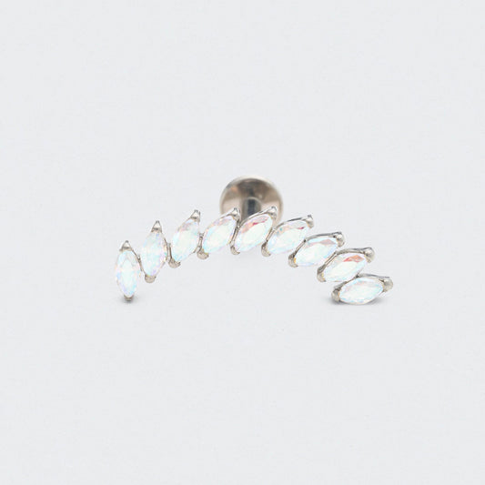 9 Marquise Aurora CZ Front Facing Labret in Silver - Titanium