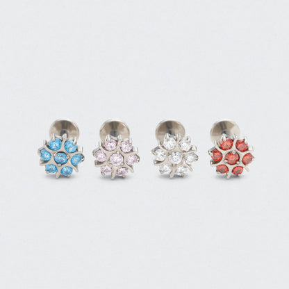 Flower CZ Labret in Silver - Titanium