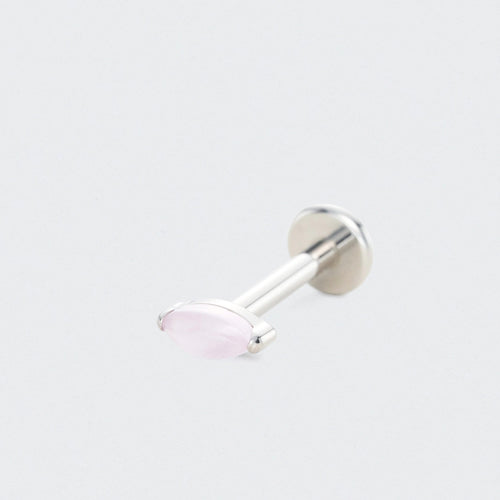 Single Marquise Pink Opal Labret in Silver - Titanium