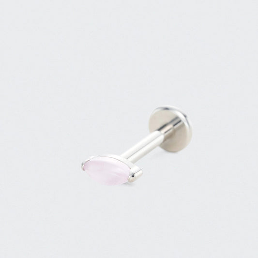 Single Marquise Pink Opal Labret in Silver - Titanium
