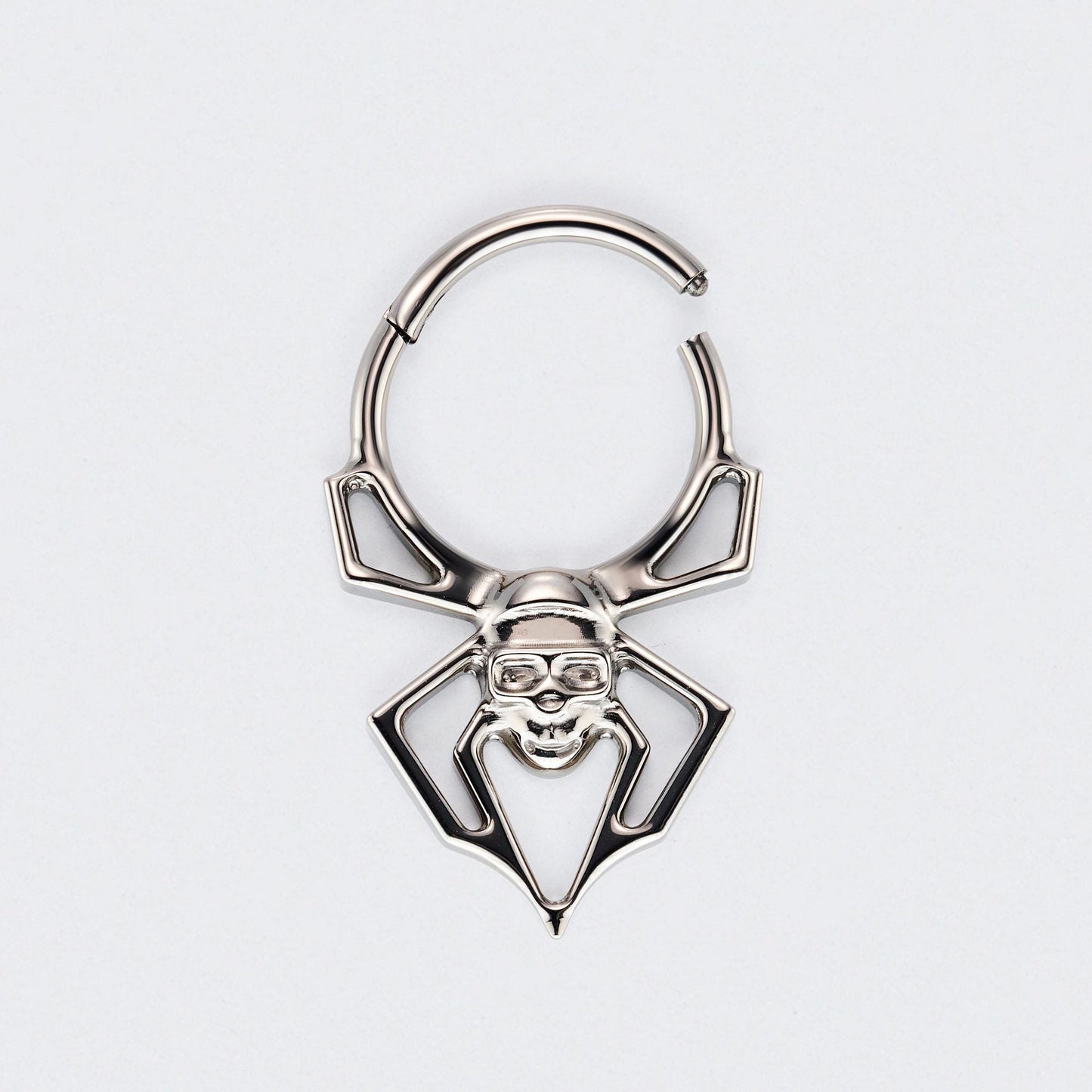 Spider Hinged Segment Hoop Clicker Ring in Silver - Titanium