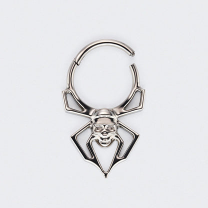 Spider Hinged Segment Hoop Clicker Ring in Silver - Titanium
