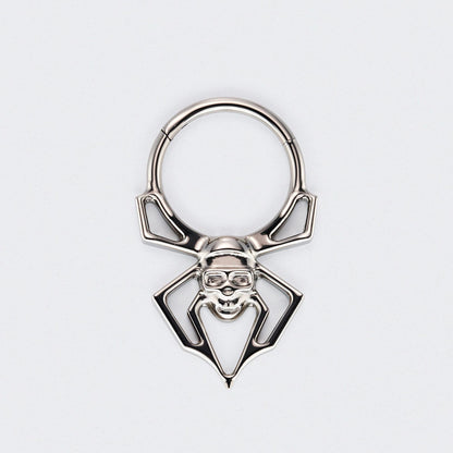 Spider Hinged Segment Hoop Clicker Ring in Silver - Titanium