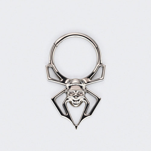 Spider Hinged Segment Hoop Clicker Ring in Silver - Titanium