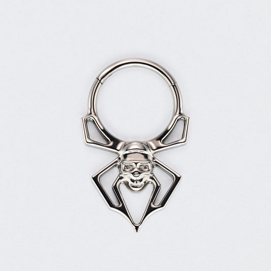 Spider Hinged Segment Hoop Clicker Ring in Silver - Titanium