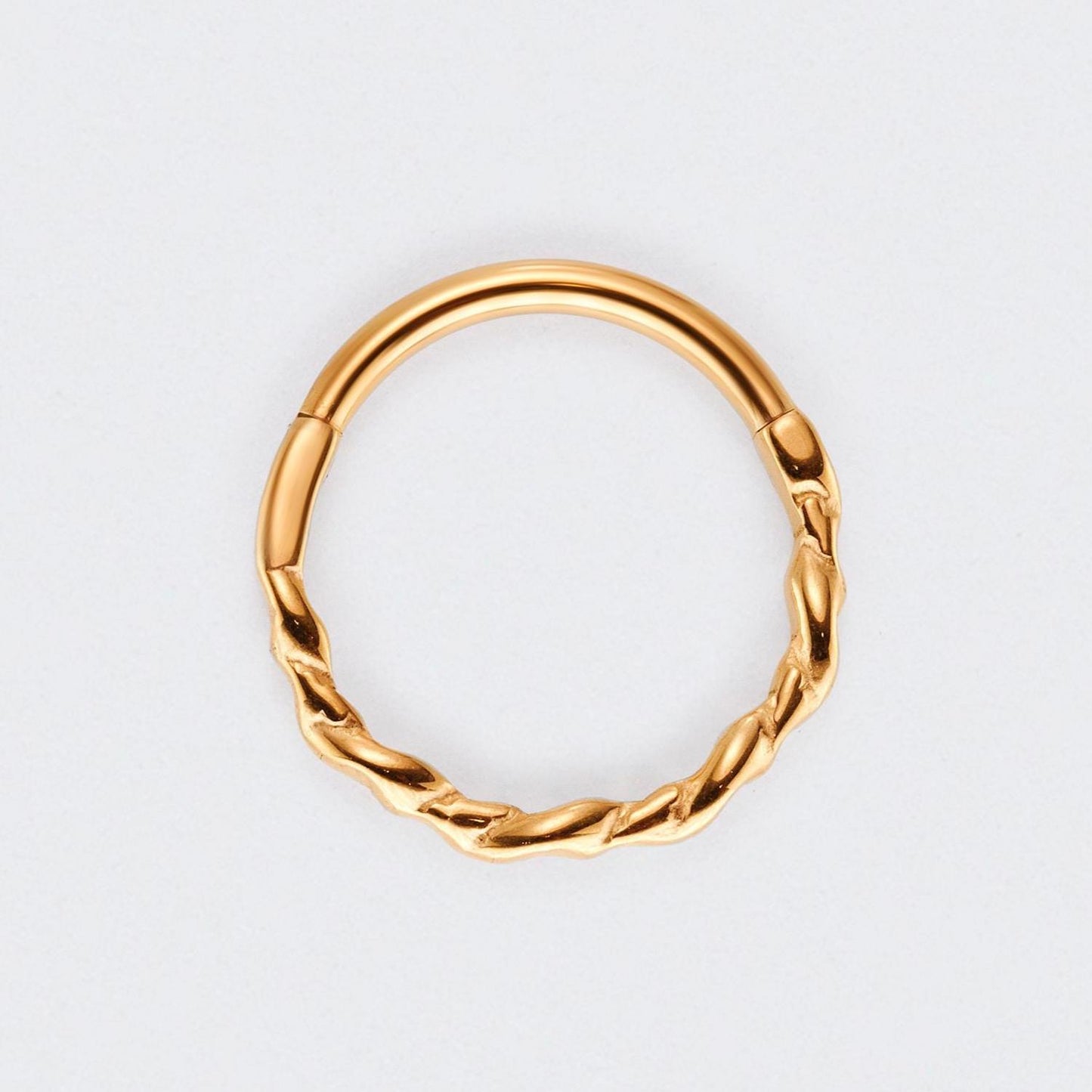Twisted Hinged Segment Hoop Clicker Ring in Gold - Titanium