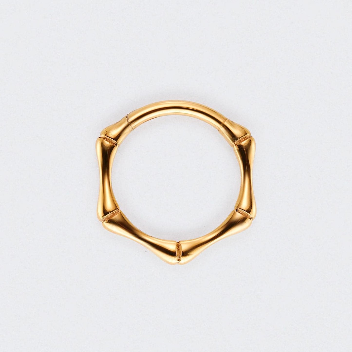 Bamboo Cut Hinged Segment Hoop Ring in Gold - Titanium