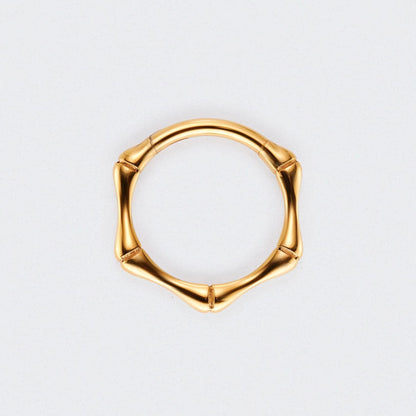 Bamboo Cut Hinged Segment Hoop Ring in Gold - Titanium