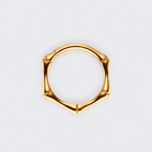 Bamboo Cut Hinged Segment Hoop Ring in Gold - Titanium