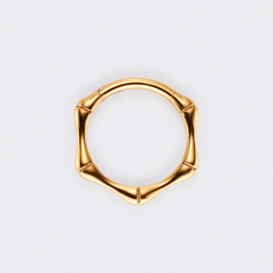 Bamboo Cut Hinged Segment Hoop Ring in Gold - Titanium