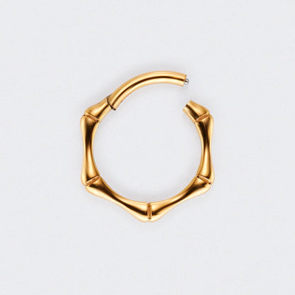 Bamboo Cut Hinged Segment Hoop Ring in Gold - Titanium