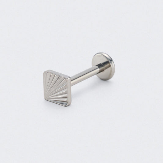 Ridged Square Labret in Silver - Titanium