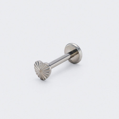 Ridged Heart Labret in Silver - Titanium