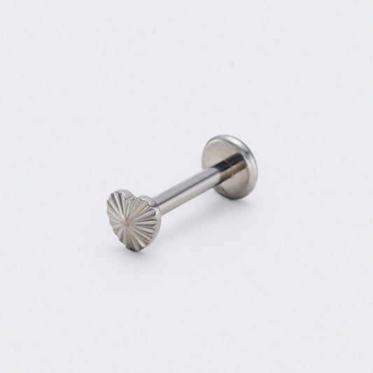 Ridged Heart Labret in Silver - Titanium