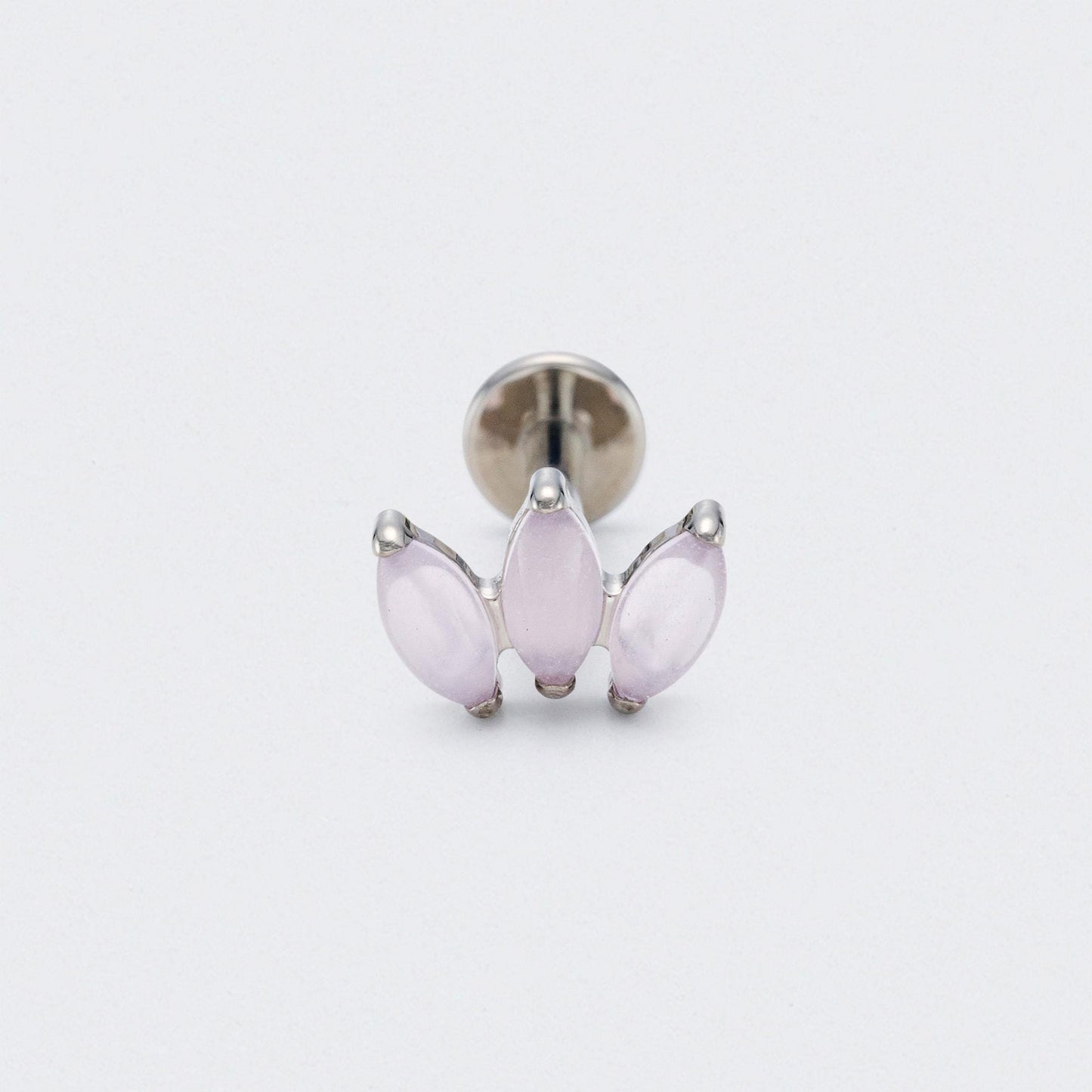 Triple Marquise Pink Opal Labret in Silver - Titanium