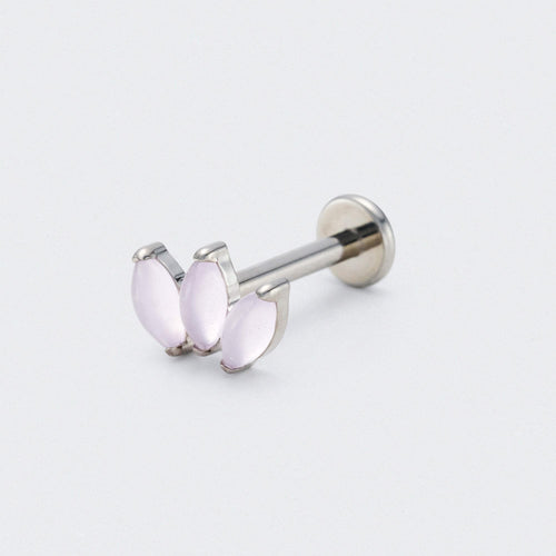 Triple Marquise Pink Opal Labret in Silver - Titanium