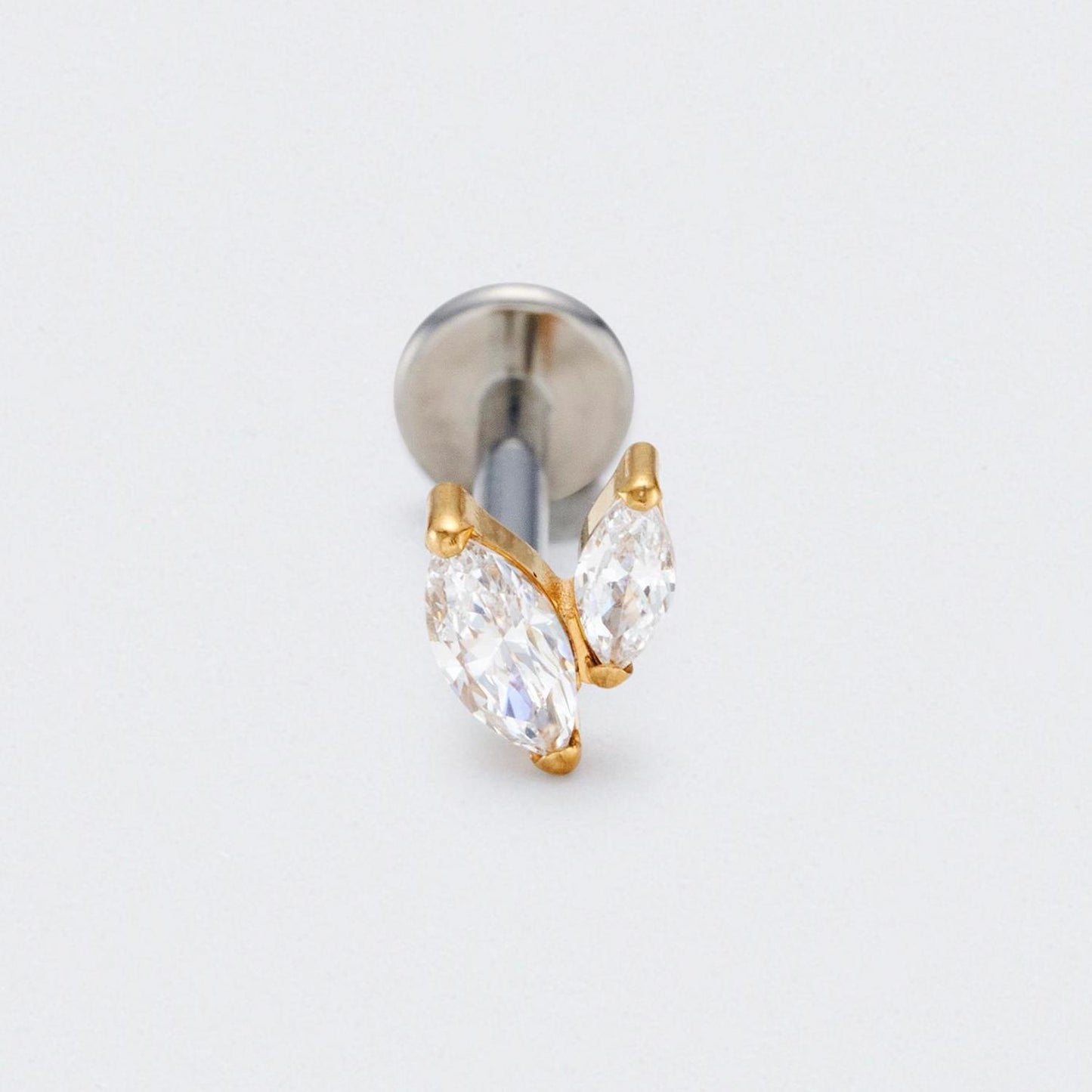 CZ Duet Marquise Labret in Gold - Titanium