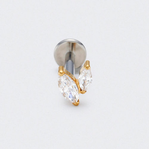 CZ Duet Marquise Labret in Gold - Titanium