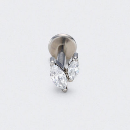 CZ Duet Marquise Labret in Silver - Titanium