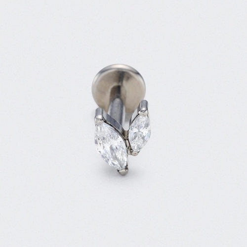 CZ Duet Marquise Labret in Silver - Titanium