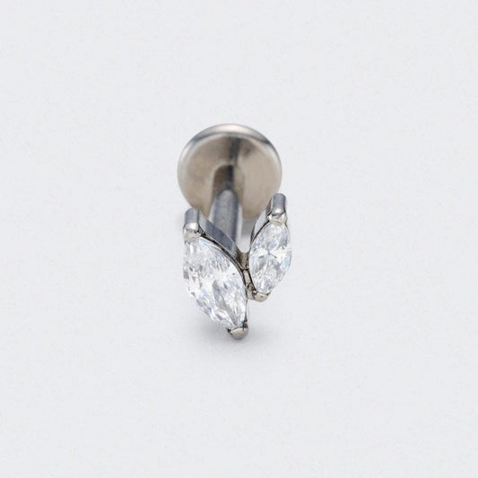 CZ Duet Marquise Labret in Silver - Titanium