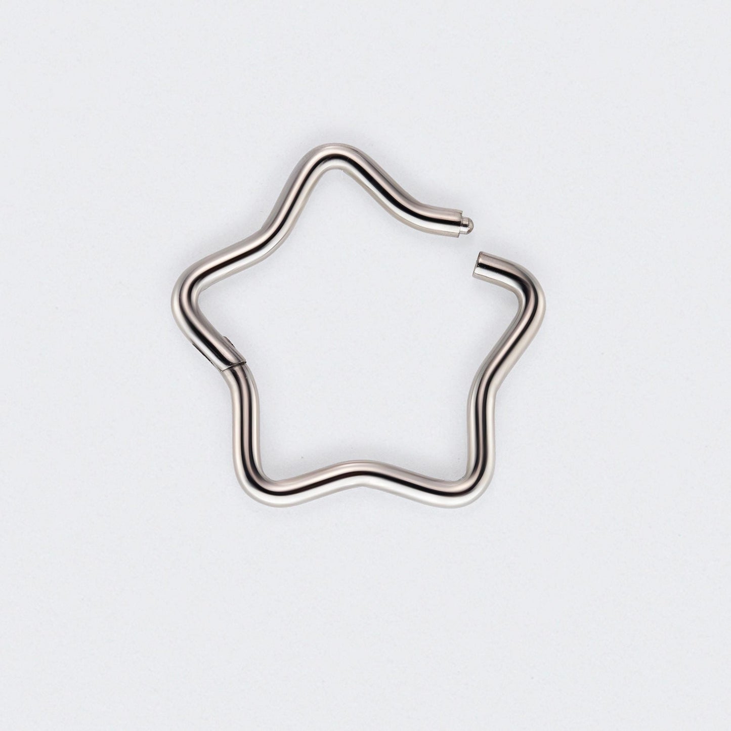 Star Shape Hinged Segment Hoop Ring in Silver - Titanium