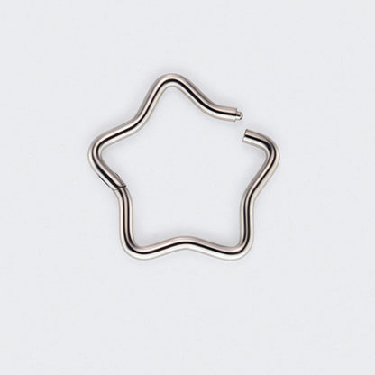 Star Shape Hinged Segment Hoop Ring in Silver - Titanium