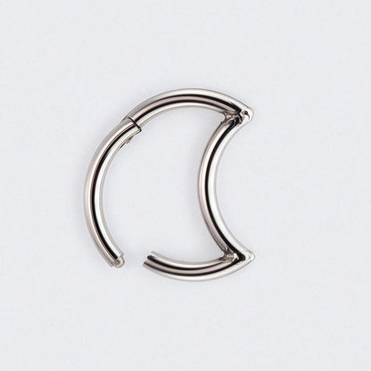 Crescent Moon Shaped Hinged Segment Clicker Ring in Silver - Titanium