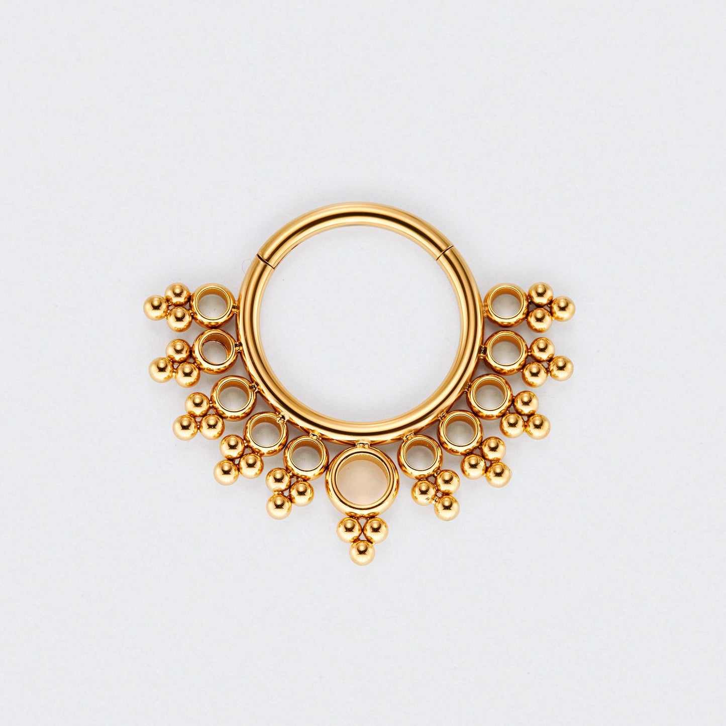 Vintage-Inspired Filigree Segment Hoop Clicker Ring in Gold - Titanium