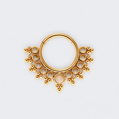 Vintage-Inspired Filigree Segment Hoop Clicker Ring in Gold - Titanium