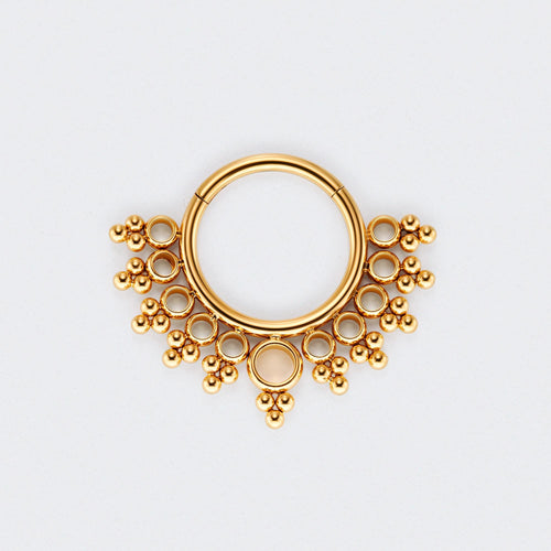 Vintage-Inspired Filigree Segment Hoop Clicker Ring in Gold - Titanium