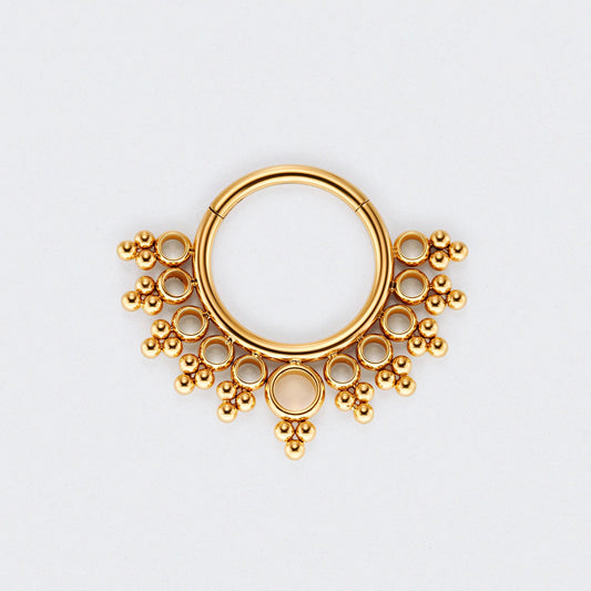 Vintage-Inspired Filigree Segment Hoop Clicker Ring in Gold - Titanium