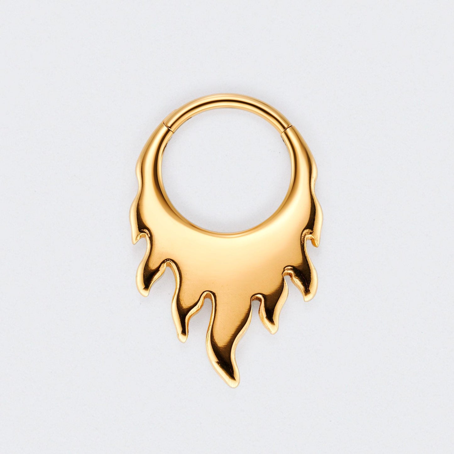 Nova Flame Hinged Segment Hoop Clicker Ring in Gold - Titanium