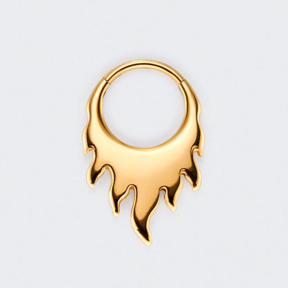 Nova Flame Hinged Segment Hoop Clicker Ring in Gold - Titanium