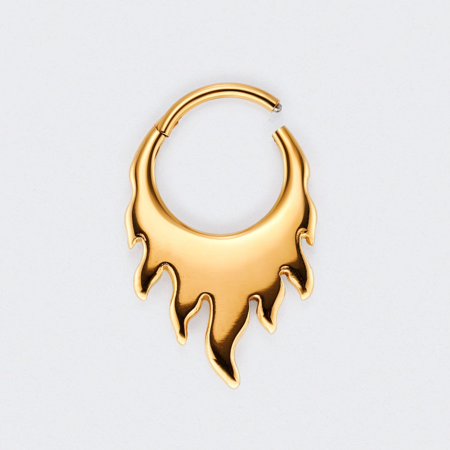 Nova Flame Hinged Segment Hoop Clicker Ring in Gold - Titanium