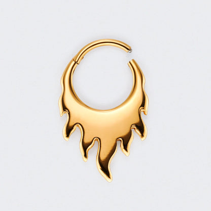 Nova Flame Hinged Segment Hoop Clicker Ring in Gold - Titanium