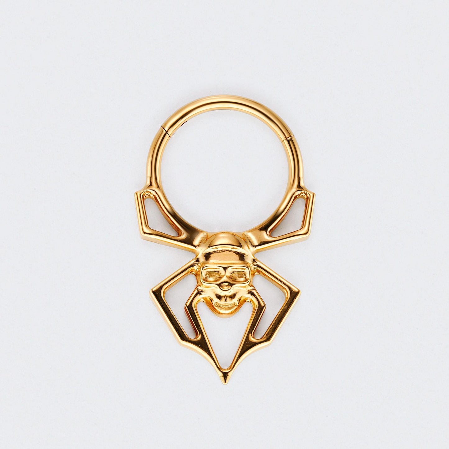 Spider Hinged Segment Hoop Clicker Ring in Gold - Titanium