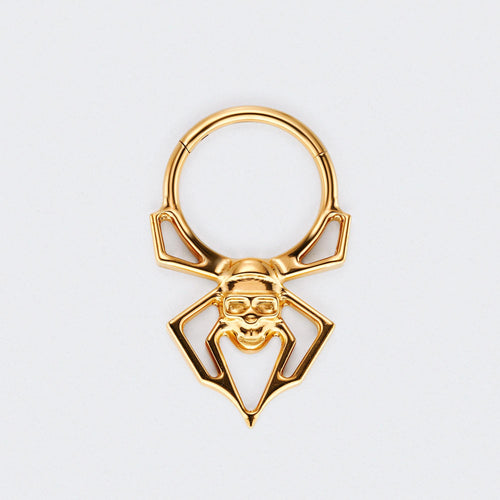 Spider Hinged Segment Hoop Clicker Ring in Gold - Titanium