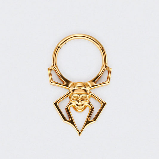 Spider Hinged Segment Hoop Clicker Ring in Gold - Titanium