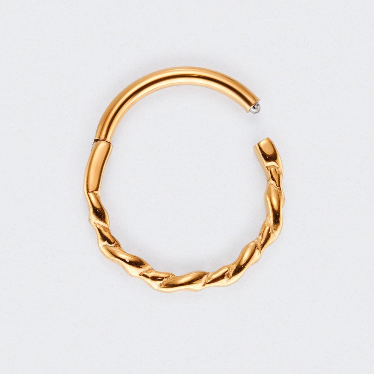 Twisted Hinged Segment Hoop Clicker Ring in Gold - Titanium