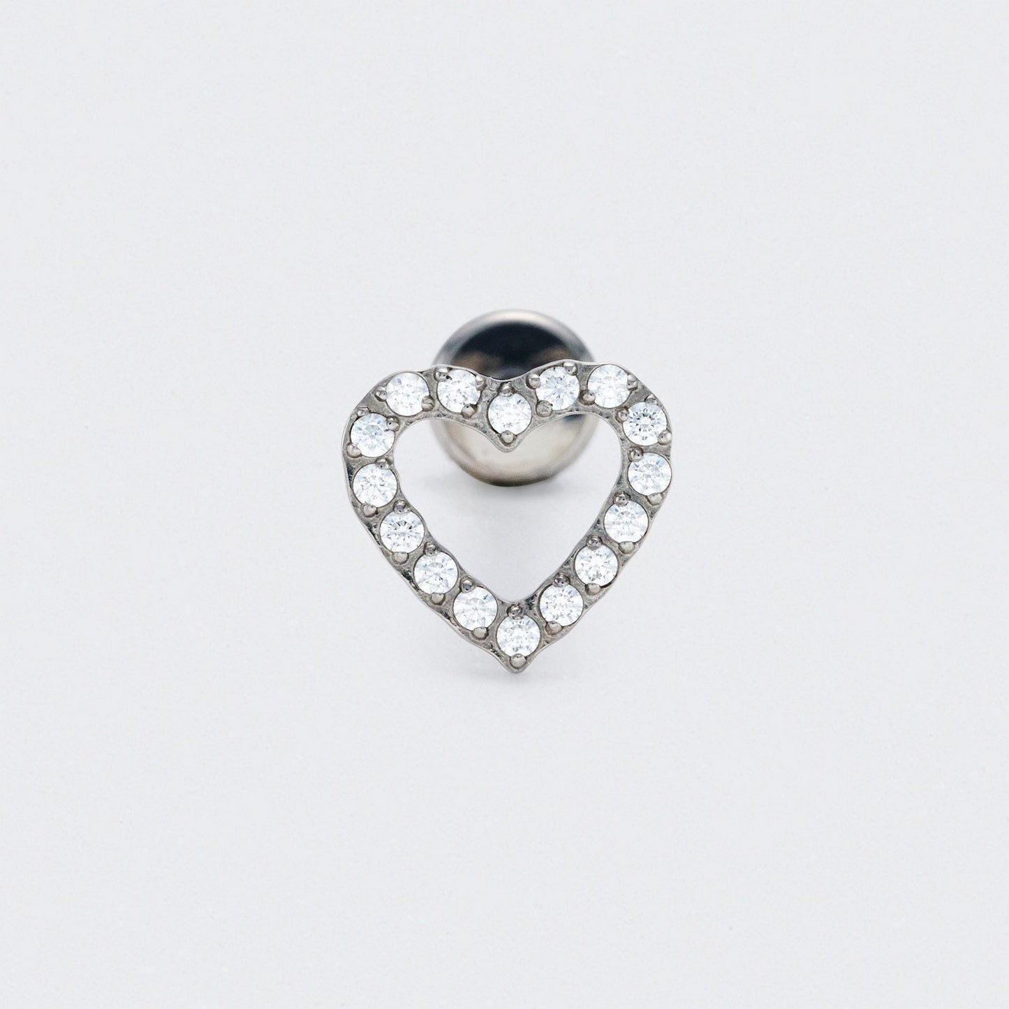 Heart CZ Front Facing Labret in Silver - Titanium