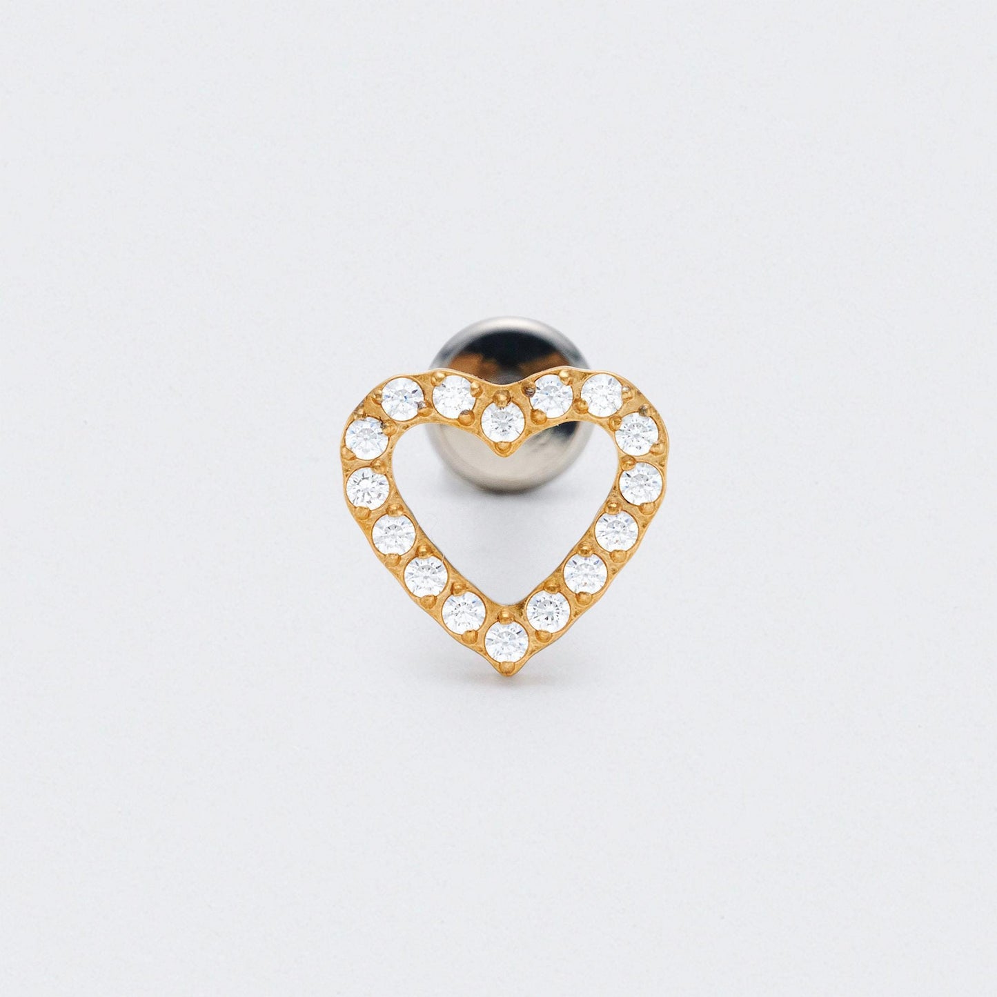 Heart CZ Front Facing Labret in Gold - Titanium