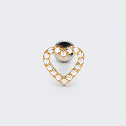 Heart CZ Front Facing Labret in Gold - Titanium
